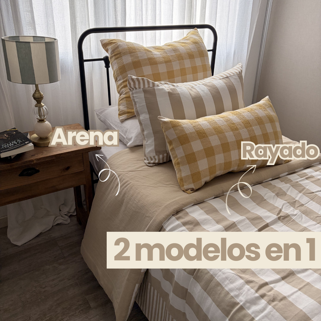 Acolchado Simba reversible lado liso color natural en tusor